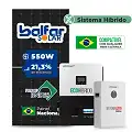 Gerador de Energia Solar Hibrido Luxpower com Bateria Sem Estrutura SGF 6,6KWP FINAME 550W ECO HIBRIDO 5KW 220V DC48V BAT. LITIO 5,12kWh
