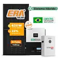 Gerador de Energia Solar Hibrido Luxpower com Bateria Laje Inclinação SGF 7,44KWP ERA BLACK 620W ECO HIBRIDO 5KW 220V DC48V BAT. LITIO 5,12kWh