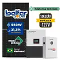 Gerador de Energia Solar Hibrido Luxpower Telhado Metálico Mini Trilho SGF 6,6KWP FINAME 550W LXP-LB-BR 5KW AC 127 BIFASICO DC48V BAT. LITIO 5,12kWh