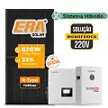 Gerador de Energia Solar Off Grid Interativo Luxpower Sem Estrutura SGF 14,88KWP ERA BLACK 620W GEN-LB-EU 10KW AC 220 MONO DC48V BAT. LITIO 15,36kWh