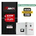 Gerador de Energia Solar Hibrido Luxpower Telhado Metálico Mini Trilho SGF 18,3KWP RONMA 610W GEN-LB-EU 10KW AC 220 MONO DC48V BAT. LITIO 15,36kWh