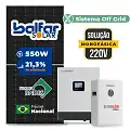 Gerador de Energia Solar Hibrido Luxpower Telhado Metálico Mini Trilho SGF 6,6KWP FINAME 550W GEN-LB-EU 5KW AC 220 MONO DC48V BAT. LITIO 5,12kWh