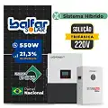 Gerador de Energia Solar Hibrido Luxpower Laje Inclinação SGF 33KWP FINAME 550W LXP-LB-BR 10KW AC TRIF. 220V DC48V BAT. LITIO 25,6kWh