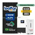 Gerador de Energia Solar Hibrido Luxpower com Bateria Telhado Cerâmico Gancho SGF 15,4KWP FINAME 550W HIBRIDO 15KW TRIF 380V DC48V BAT. LITIO 14,3kWh