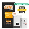 Gerador de Energia Solar Off Grid Interativo Luxpower Sem Estrutura SGF 8,68KWP ERA BLACK 620W WPV 5KW AC 220 MONO DC48V BAT. LITIO 5,12kWh
