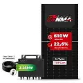 Gerador de Energia Solar Microinversor Growatt Telhado Metálico Mini Trilho SGF 7,32KWP RONMA 610W BIFACIAL NEO 2.25KW 4MPPT MONO 220V COM CABO