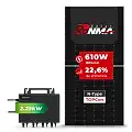 Gerador de Energia Solar Microinversor Growatt Telhado Metálico Mini Trilho SGF 7,32KWP RONMA 610W BIFACIAL NEO 2.25KW 4MPPT MONO 220V