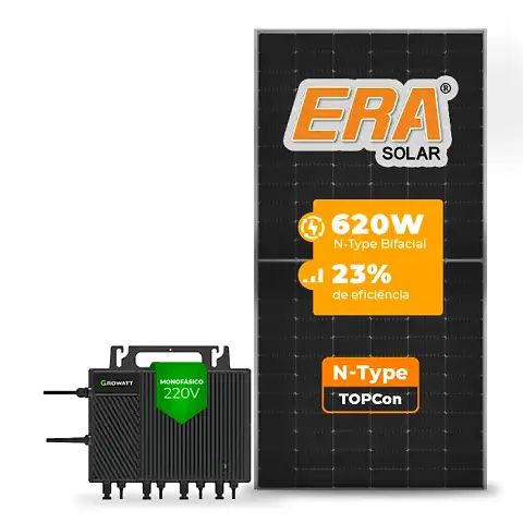 Gerador de Energia Solar Microinversor DEYE Laje Inclinação SGF 2,48KWP ERA N-TYPE MONO 620W NEO 2KW 4MPPT MONO 220V