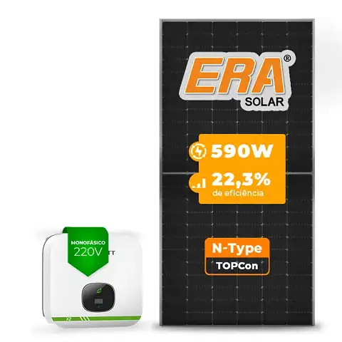 Gerador de Energia Solar On Grid Growatt Telhado Metálico Mini Trilho SGF 8,85KWP ERA N-TYPE MONO 590W MIN X2 6KW 2MPPT MONO 220V