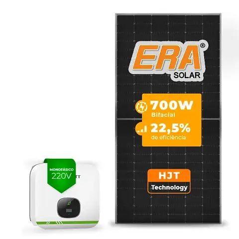 Gerador de Energia Solar On Grid Growatt Telhado Metálico Mini Trilho SGF 9,80KWP ERA HJT BIFACIAL 700W MIN X2 6KW 2MPPT MONO 220V