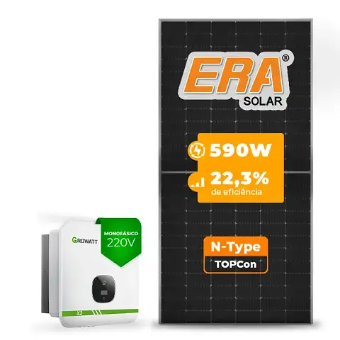 Gerador de Energia Solar On Grid Growatt Telhado Metálico Mini Trilho SGF 11,80KWP ERA N-TYPE MONO 590W MIN X2 10KW 3MPPT MONO 220V