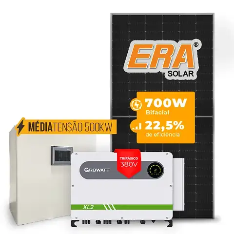 Gerador de Energia Solar Mercado Livre Growatt Média Tensão Sem Estrutura SGF 700,00KWP ERA HJT BIFACIAL 700W MAX 75KW 7MPPT TRIF 380V