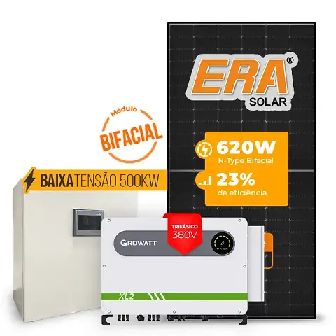 Gerador de Energia Solar Mercado Livre Growatt Baixa Tensão Sem Estrutura SGF 719,20KWP ERA BLACK FRAME 620W MAX 75KW 7MPPT TRIF 380V