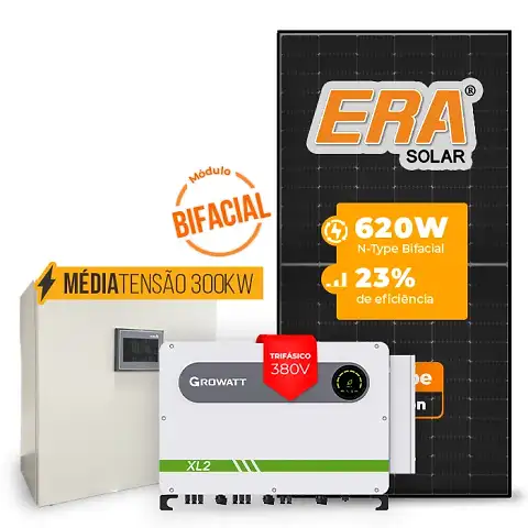 Gerador de Energia Solar Mercado Livre Growatt Média Tensão Sem Estrutura SGF 81,84KWP ERA BLACK FRAME 620W MAX 75KW 7MPPT TRIF 380V