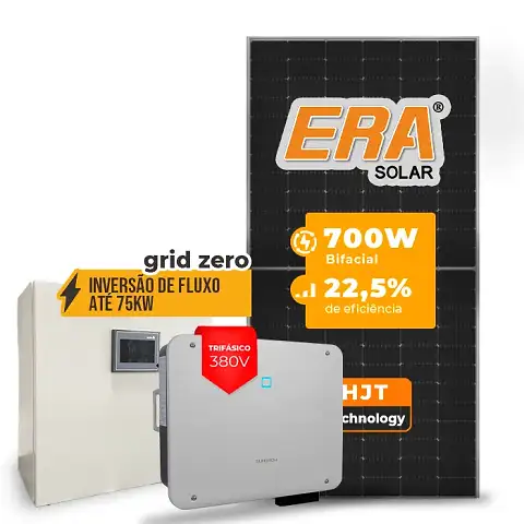 Gerador de Energia Solar Inversão de Fluxo Sungrow Sem Estrutura SGF 70,00KWP ERA HJT BIFACIAL 700W SG P2 50KW 4MPPT TRIF 380V
