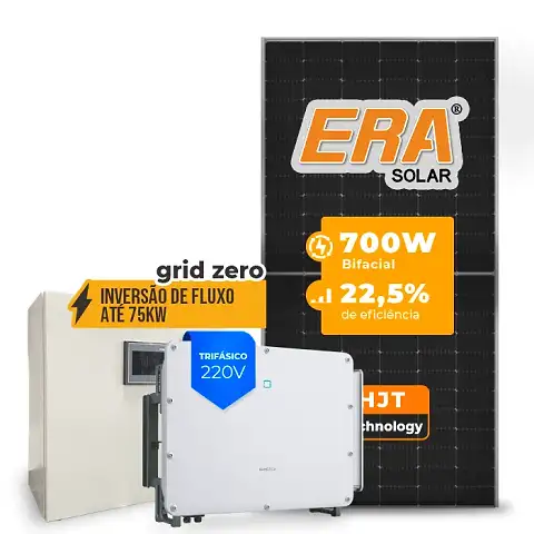 Gerador de Energia Solar Inversão de Fluxo Sungrow Sem Estrutura SGF 106,40KWP ERA HJT BIFACIAL 700W SG 75KW 7MPPT TRIF 220V