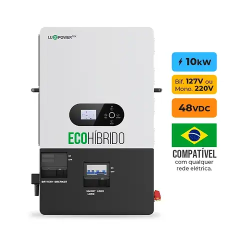 Foto 5 - Gerador de Energia Solar Hibrido Luxpower sem Bateria Laje Inclinação SGF 14,88KWP ERA BLACK 620W ECO HIBRIDO 10KW 220V DC48V SEM BATERIA