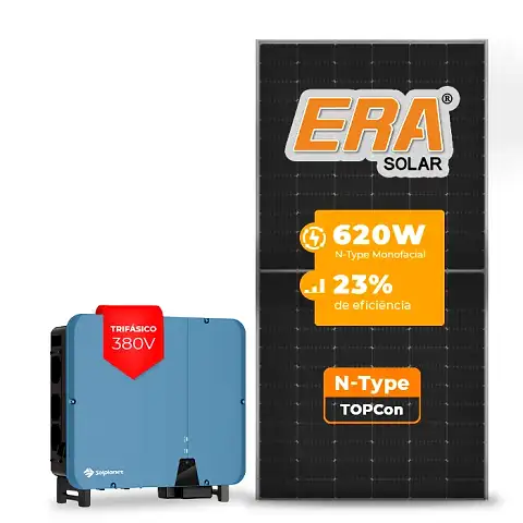 Gerador de Energia Solar On Grid Solplanet Telhado Cerâmico Gancho SGF 79,36KWP ERA N-TYPE MONO 620W ASW 50KW 5MPPT TRIF 380V