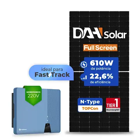 Gerador de Energia Solar Fast Track Solplanet Telhado Ondulado SGF 10,98KWP DAH SOLAR 610W ASW 7.3KW 3MPPT MONO 220V