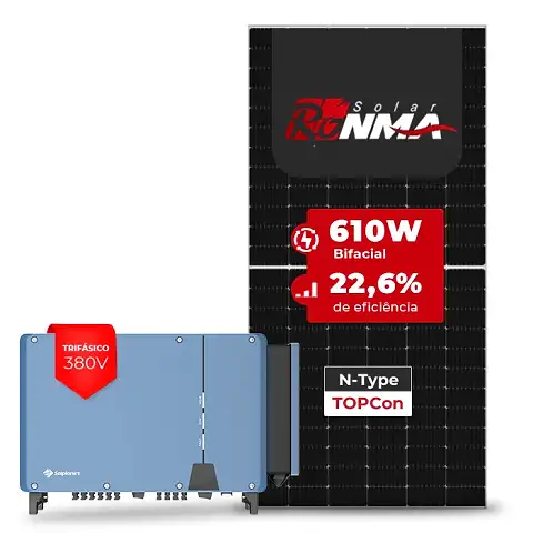 Gerador de Energia Solar On Grid Solplanet Telhado Metálico Mini Trilho SGF 80,52KWP RONMA 610W BIFACIAL ASW 75KW 8MPPT TRIF 380V