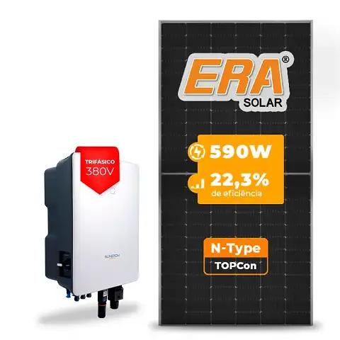 Gerador de Energia Solar On Grid Sungrow Laje Inclinação SGF 16,52KWP ERA N-TYPE MONO 590W SG 12KW 2MPPT TRIF 380V