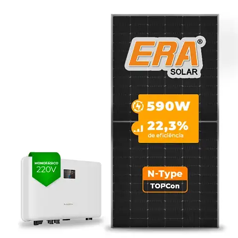 Gerador de Energia Solar On Grid Sungrow Telhado Metálico Mini Trilho SGF 5,90KWP ERA N-TYPE MONO 590W SG RS-L 5KW 2MPPT MONO 220V
