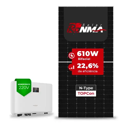 Gerador de Energia Solar On Grid Sungrow Telhado Metálico Mini Trilho SGF 7,32KWP RONMA 610W BIFACIAL SG RS-L 6KW 2MPPT MONO 220V