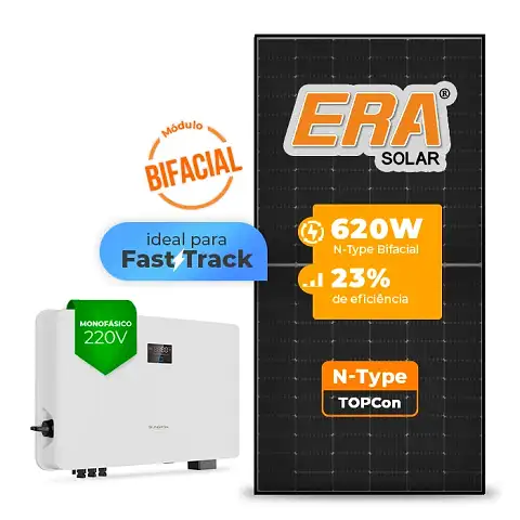 Gerador de Energia Solar On Grid Sungrow Laje Inclinação SGF 7,44KWP ERA BLACK FRAME 620W SG RS-L 7.5KW 2MPPT FAST TRACK MONO 220V