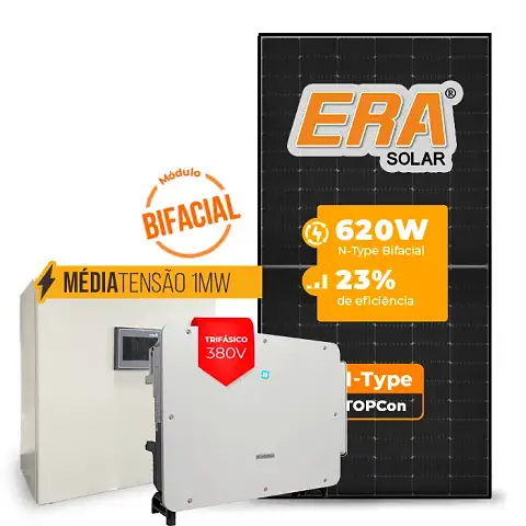 Gerador de Energia Solar Mercado Livre Sungrow Média Tensão Sem Estrutura SGF 954,80KWP ERA BLACK FRAME 620W SG P2 75KW 8MPPT TRIF 380V