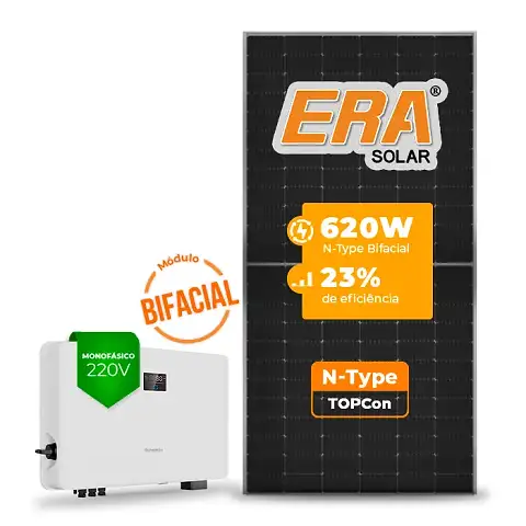 Gerador de Energia Solar On Grid Sungrow Sem Estrutura SGF 13,02KWP ERA BIFACIAL 620W SG RS-L 10KW 3MPPT MONO 220V