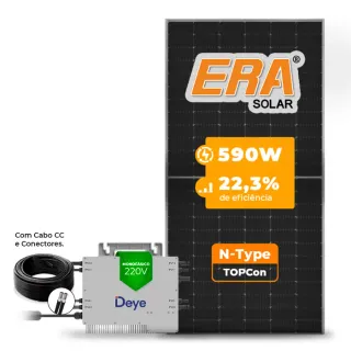 Gerador de Energia Solar Microinversor DEYE Telhado Metálico Mini Trilho SGF 2,36KWP ERA N-TYPE MONO 590W SUN 2.25KW 4MPPT MONO 220V