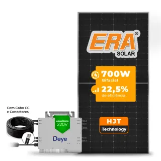 Gerador de Energia Solar Microinversor DEYE Telhado Metálico Mini Trilho SGF 2,8KWP ERA HJT BIFACIAL 700W SUN 2.25KW 4MPPT MONO 220V COM CABO