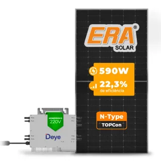 Gerador de Energia Solar Microinversor DEYE Telhado Metálico Mini Trilho SGF 2,36KWP ERA N-TYPE MONO 590W SUN 2.25KW 4MPPT MONO 220V
