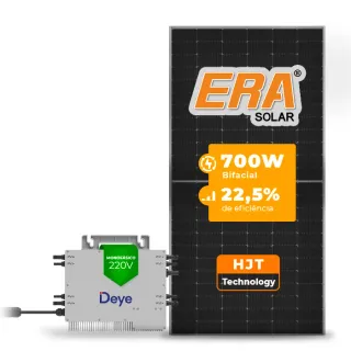 Gerador de Energia Solar Microinversor DEYE Telhado Metálico Mini Trilho SGF 2,80KWP ERA HJT BIFACIAL 700W SUN 2.25KW 4MPPT MONO 220V