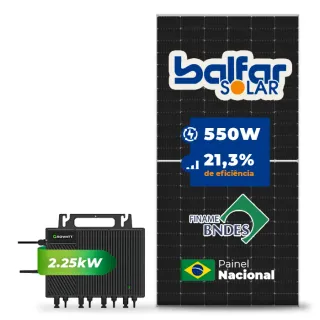 Gerador de Energia Solar Microinversor Growatt Sem Estrutura SGF 2,20KWP BALFAR FINAME 550W NEO 2.25KW 4MPPT MONO 220V