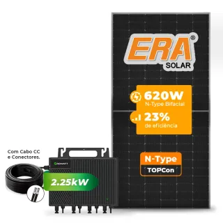 Gerador de Energia Solar Microinversor DEYE Laje Inclinação SGF 2,48KWP ERA N-TYPE MONO 620W NEO 2.25KW 4MPPT MONO 220V COM CABO