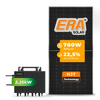 Gerador de Energia Solar Microinversor Growatt Telhado Metálico Mini Trilho SGF 2,80KWP ERA HJT BIFACIAL 700W NEO 2.25KW 4MPPT MONO 220V