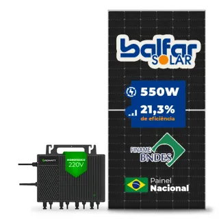 Gerador de Energia Solar Microinversor Growatt Sem Estrutura SGF 2,20KWP BALFAR FINAME 550W NEO 2KW 4MPPT MONO 220V