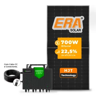 Gerador de Energia Solar Microinversor Growatt Telhado Metálico Mini Trilho SGF 2,8KWP ERA HJT BIFACIAL 700W NEO 2KW 4MPPT MONO 220V COM CABO