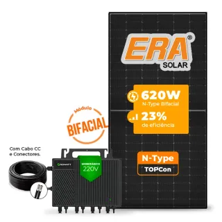 Gerador de Energia Solar Microinversor Growatt Sem Estrutura SGF 2,48KWP ERA BLACK FRAME 620W NEO 2KW 4MPPT MONO 220V COM CABO