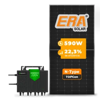 Gerador de Energia Solar Microinversor Growatt Telhado Metálico Mini Trilho SGF 2,36KWP ERA N-TYPE MONO 590W NEO 2KW 4MPPT MONO 220V