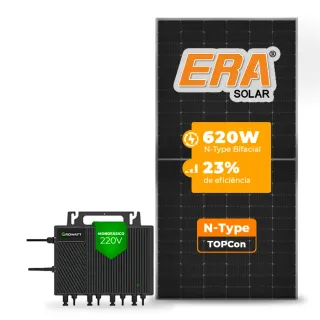 Gerador de Energia Solar Microinversor DEYE Laje Inclinação SGF 2,48KWP ERA N-TYPE MONO 620W NEO 2KW 4MPPT MONO 220V