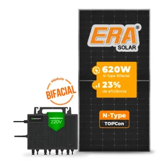 Gerador de Energia Solar Microinversor Growatt Sem Estrutura SGF 2,48KWP ERA BIFACIAL 620W NEO 2KW 4MPPT MONO 220V