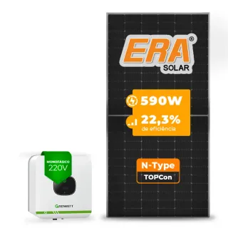 Gerador de Energia Solar On Grid Growatt Telhado Metálico Mini Trilho SGF 2,95KWP ERA N-TYPE MONO 590W MIC X2 3KW 1MPPT MONO 220V
