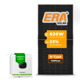 Gerador de Energia Solar On Grid Growatt Sem Estrutura SGF 3,10KWP ERA N-TYPE MONO 620W MIC X2 3KW 1MPPT MONO 220V
