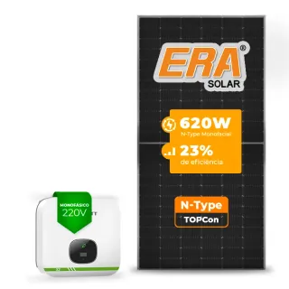 Gerador de Energia Solar On Grid Growatt Sem Estrutura SGF 4,96KWP ERA N-TYPE MONO 620W MIN X2 5KW 2MPPT MONO 220V