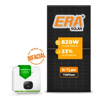 Gerador de Energia Solar On Grid Growatt Laje Inclinação SGF 4,96KWP ERA BLACK FRAME 620W MIN X2 5KW 2MPPT MONO 220V