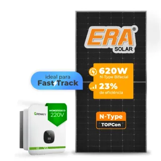 Gerador de Energia Solar On Grid Growatt Sem Estrutura SGF 6,2KWP ERA N-TYPE MONO 620W MIN X2 7.5KW 2MPPT FAST TRACK MONO 220V
