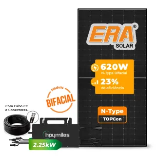 Gerador de Energia Solar Microinversor Hoymiles Sem Estrutura SGF 2,48KWP ERA BLACK FRAME 620W HMS-2250DW-4T 2.25KW 2MPPT MONO 220V COM CABO
