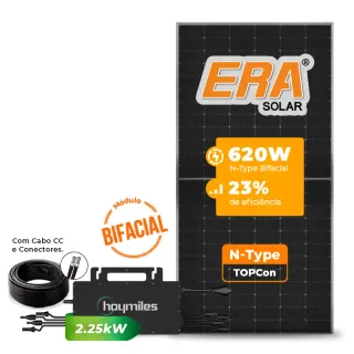 Gerador de Energia Solar Microinversor Hoymiles Sem Estrutura SGF 2,48KWP ERA BIFACIAL 620W HMS-2250DW-4T 2.25KW 2MPPT MONO 220V COM CABO